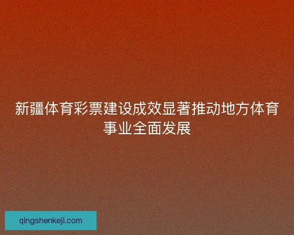 新疆体育彩票建设成效显著推动地方体育事业全面发展